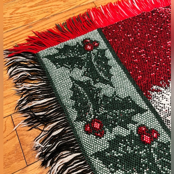 Santa Holiday Christmas Woven Cotton Throw Blanket Tapestry Vintage - Picture 3 of 7